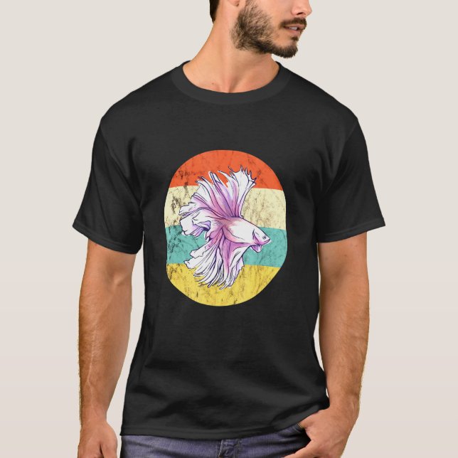 Betta Splendens Fisch Siamesischer Kampffisch Retr T-Shirt (Vorderseite)