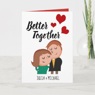 Better Together Cartoon Paar Hearts Karte