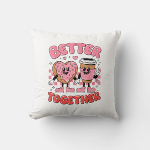 Better Together Coffee Donut Retro Groovy Stil Kissen