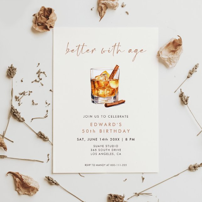 Better With Age Whisky Birthday Einladung (Von Creator hochgeladen)