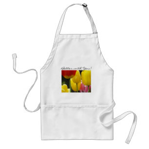 Better with You! apron gifts Yellow Red Tulips Schürze