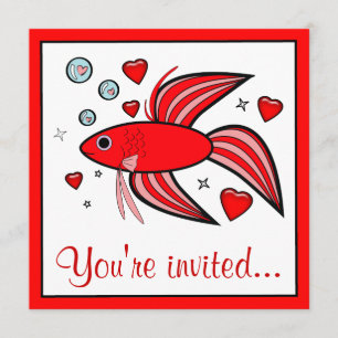 Bettfisch mit dem Party Hearts Valentine Einladung