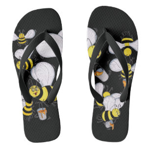 'Betty Bee' Black Flip Flops