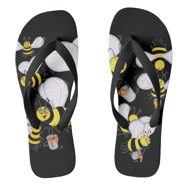 'Betty Bee' Black Flip Flops (Fußbett)
