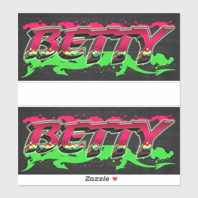 Betty Prénom Nom Graffiti Autocollant Autocollant (Feuille)
