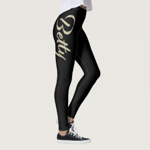 Betty white gold Handwriting Hose Leggings