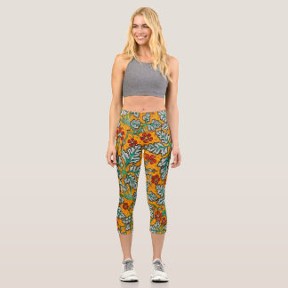 Betty's gelbe Blumen Capri Leggings