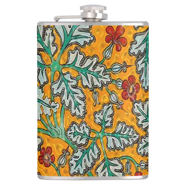 Betty's gelbe Blumen Flachmann (Vorderseite)