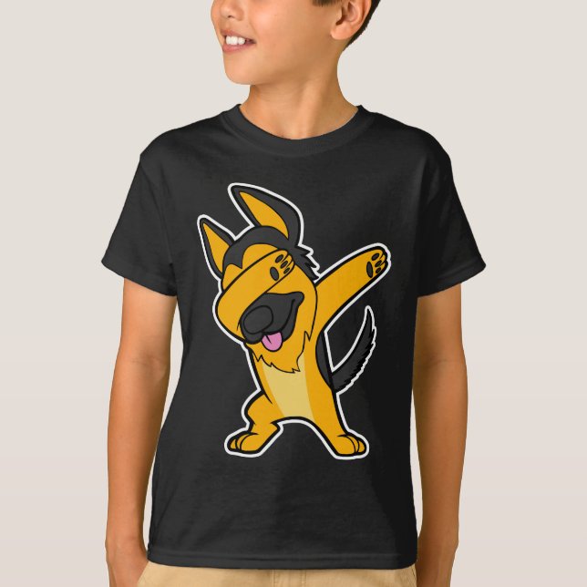 Betupfender Schäferhund-Tanz-Hundeangesagter T-Shirt (Vorderseite)