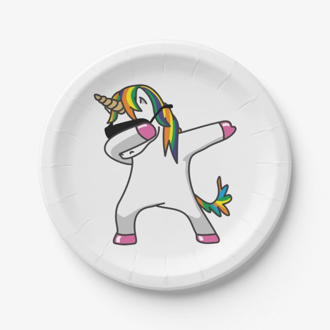 Betupfender Unicorn-PapierTeller Pappteller (Vorderseite)