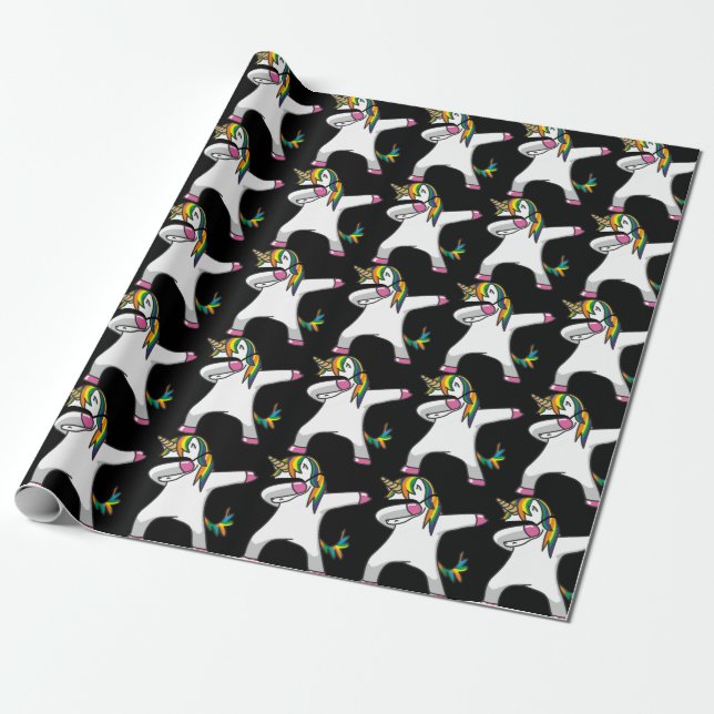 Betupfendes Einhorn-Packpapier (Schwarzes) Geschenkpapier (Ungerollt)