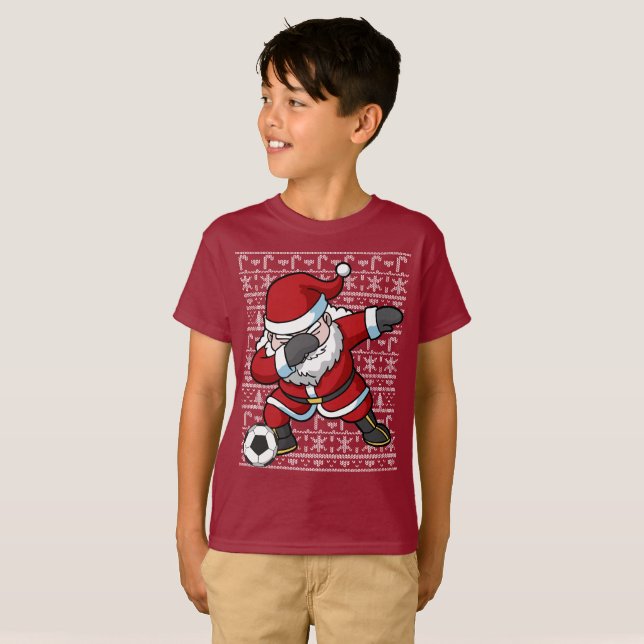Betupfendes Fußball-Weihnachtsmann-Weihnachten T-Shirt (Vorne ganz)