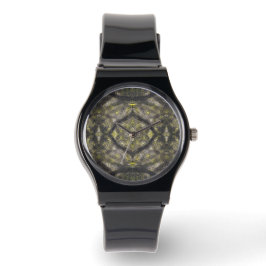 Betwixt Dark Yellow Abstract Watercolor Art Armbanduhr