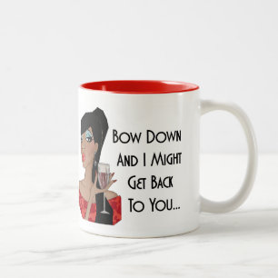 "Beugen Sie unten und ich könnte an Sie zurück Zweifarbige Tasse