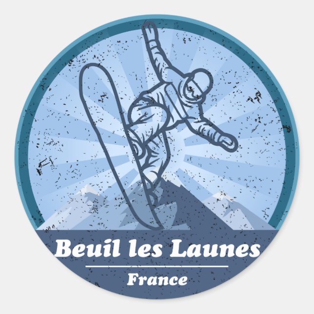 Beuil Les Launes Snowboard Runder Aufkleber (Vorderseite)