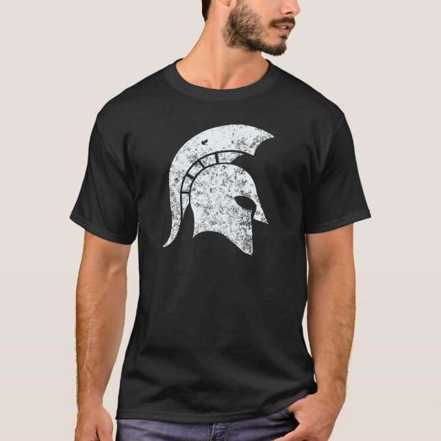Beunruhigen-Blick spartanischer Kopf (weiß) T-Shirt (Vorderseite)