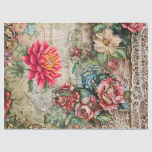 Beunruhigende Vintage Blumendekoupage Seidenpapier