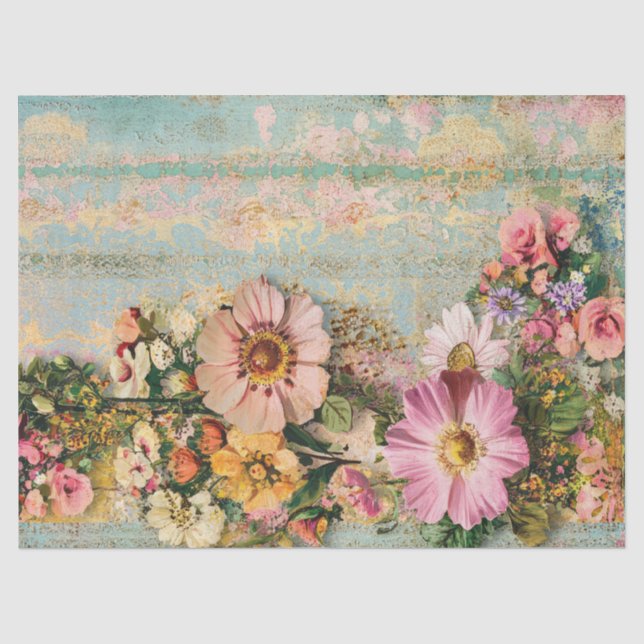 Beunruhigende Vintage Blumendekoupage Seidenpapier (Vorderseite)