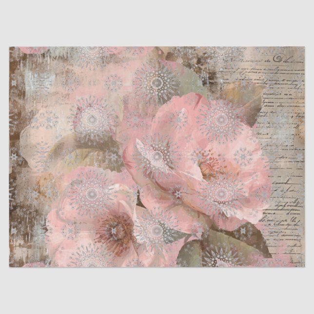 Beunruhigende Vintage Blumendekoupage Seidenpapier (Vorderseite)