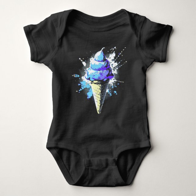 Beunruhigender Abstrakter Eiscreme-Spritzer Baby Strampler (Vorderseite)