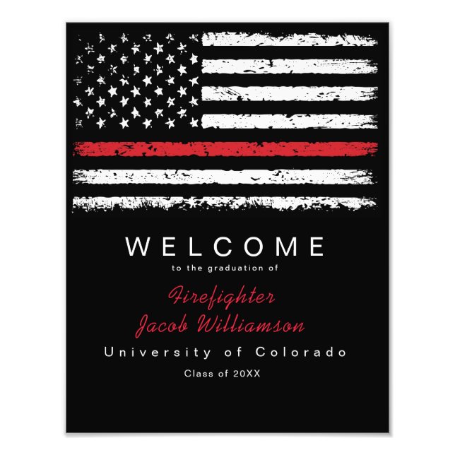 Beunruhigender Red Thin Line American Flag Abschlu Fotodruck (Vorne)