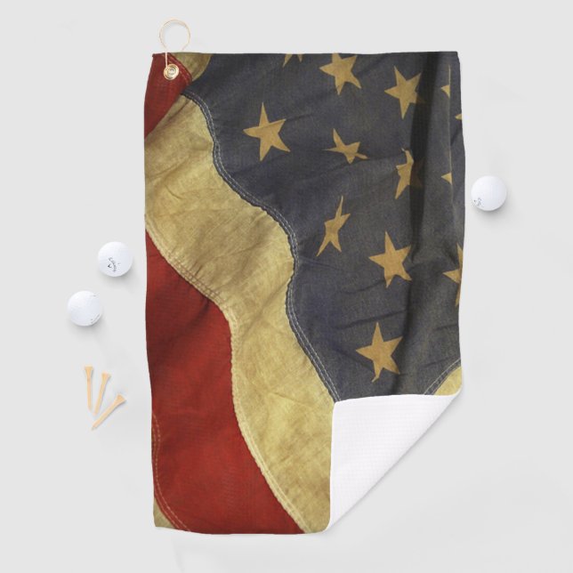 Beunruhigte amerikanische Flagge Golfhandtuch (Insitu)