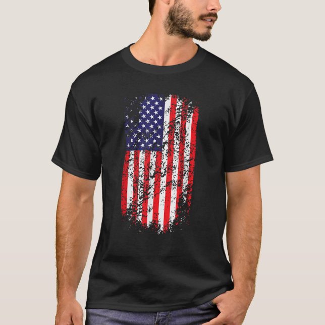 Beunruhigte amerikanische Flagge T Shirt Faded USA (Vorderseite)