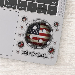 Beunruhigte amerikanische Flagge USA Pickleball Aufkleber