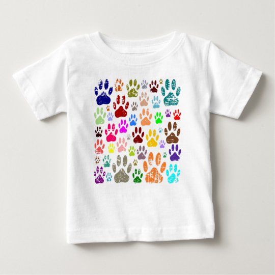 Beunruhigte bunte Dow-Tatzen-Drucke Baby T-shirt