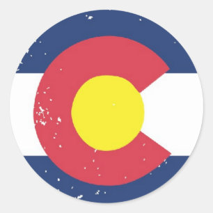 Beunruhigte Colorado-Flagge Runder Aufkleber