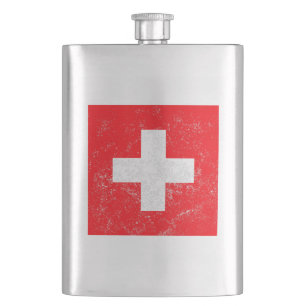 Beunruhigte die Schweiz-Flagge Flachmann