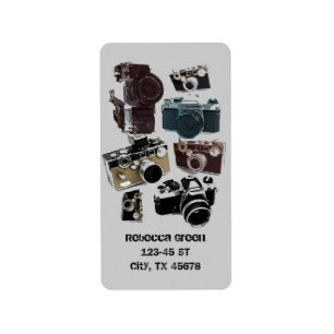 beunruhigte Fotografphotographie Retro Kamera Adressaufkleber