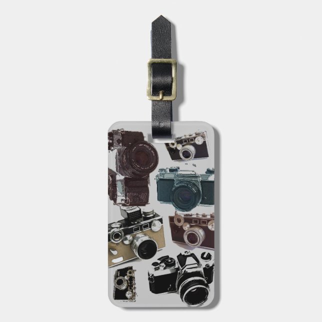 beunruhigte Fotografphotographie Retro Kamera Gepäckanhänger (Vorderseite vertikal)