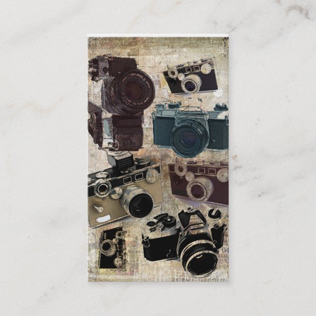 beunruhigte Fotografphotographie Retro Kamera Visitenkarte (Vorderseite)