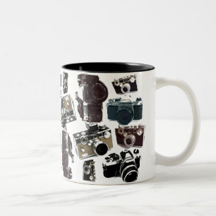 beunruhigte Fotografphotographie Retro Kamera Zweifarbige Tasse