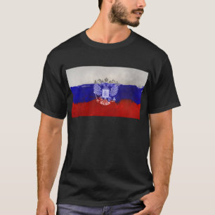 Beunruhigte gemalte Flagge von Russland mit Eagle T-Shirt