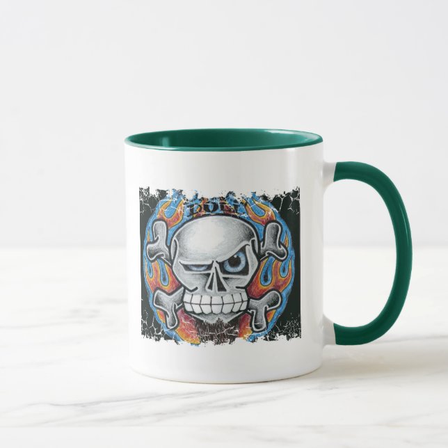 Beunruhigte Grenze 2 versah Wecker-Tasse mit Tasse (Rechts)