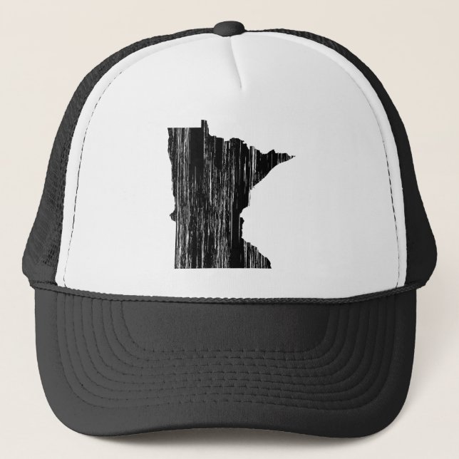 Beunruhigte Minnesota-Staats-Kontur Truckerkappe (Vorderseite)