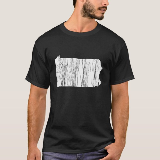 Beunruhigte Pennsylvania-Staats-Kontur T-Shirt (Vorderseite)