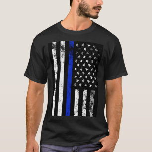 Beunruhigte Polizei-Art-amerikanische Flagge T-Shirt
