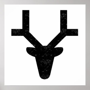 Beunruhigte Rotwild-Kopf-Silhouette Poster