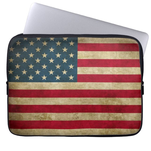 Beunruhigte Schmutz USA-amerikanische Flagge Laptopschutzhülle (Vorderseite)