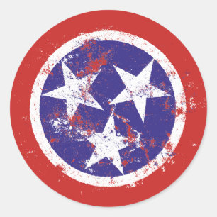Beunruhigte Staats-Flagge von Tennessee-Aufklebern Runder Aufkleber