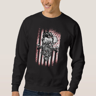 Beunruhigte US-Flagge Amerikanisches Motorrad-Patr Sweatshirt