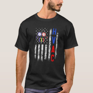 Beunruhigte USA HVAC Tech American Flag HVAC T-Shirt