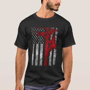 Beunruhigte USA Patriotic Thin Red Line Lineman Am T-Shirt