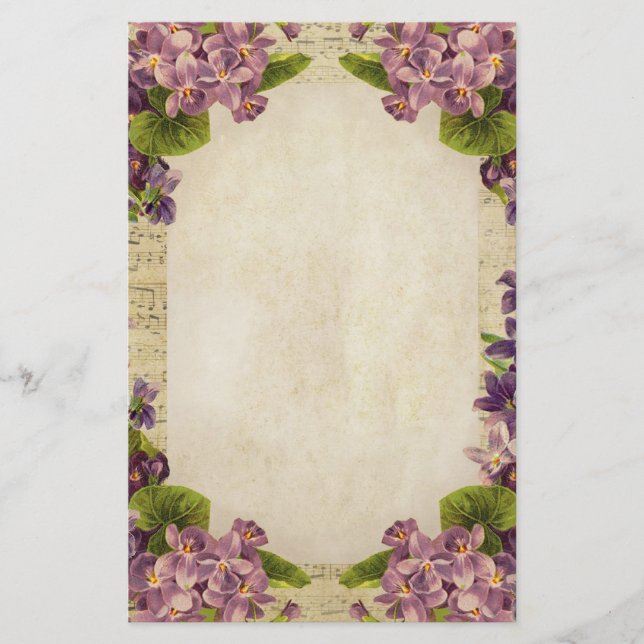 Beunruhigte Veilchen und Musik Briefpapier (Vorderseite)