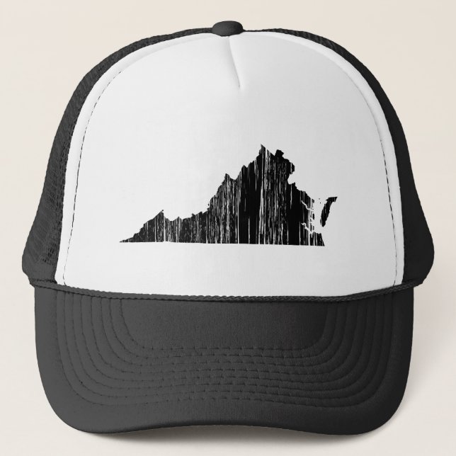 Beunruhigte Virginia-Staats-Kontur Truckerkappe (Vorderseite)