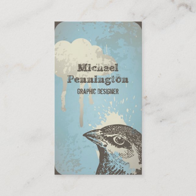 Beunruhigte Vogel-Grafikdesign-Visitenkarte Visitenkarte (Vorderseite)
