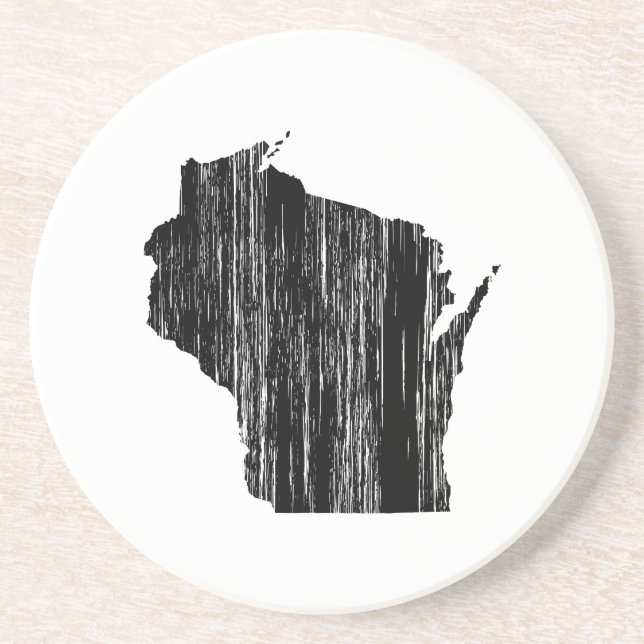 Beunruhigte Wisconsin-Staats-Kontur Getränkeuntersetzer (Vorne)
